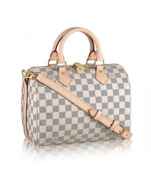 Louis Vuitton N41374 Speedy Bandouliere 25 Tote Bag Damier Azur Canvas