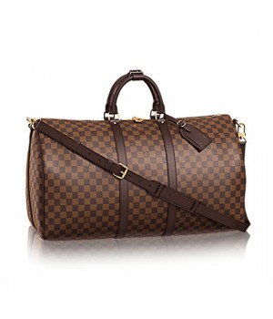Louis Vuitton N41414 Keepall Bandouliere 55 Duffel Bag Damier Ebene Canvas