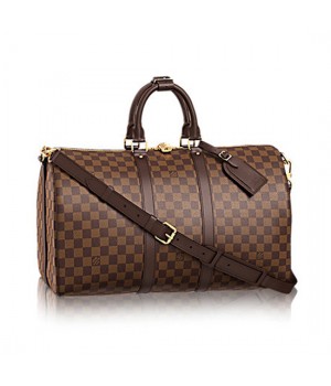 Louis Vuitton M41418 Keepall Bandouliere 45 Duffel Bag Damier Ebene Canvas