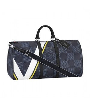 Louis Vuitton N44009 Keepall 55 Bandouliere Duffel Bag Damier Cobalt Canvas