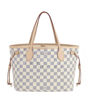 Louis Vuitton N51110 Neverfull PM Shoulder Bag Damier Azur Canvas