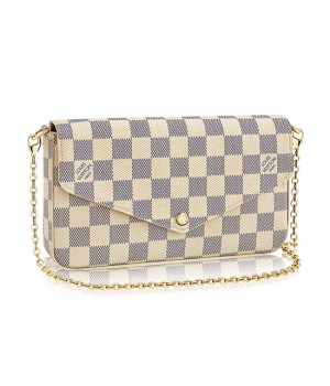 Louis Vuitton N63106 Pochette Felicie Chain Wallet Damier Azur Canvas
