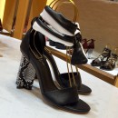 Louis Vuitton Silhouette Lambskin Wrap Bow Heel Sandals 1A4WBY Black/White 2019 (1054-9062505 )