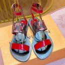 Louis Vuitton Passenger Oversized LV Flat Sandals in Damier Canvas and Red Patent Leather 2019 (1054-9062848 )