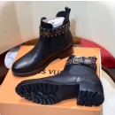 Louis Vuitton Grainy Calfskin Leather Discovery Flat Ankle Boot 1A4GZL Black 2018 (GD1054-8081057 )