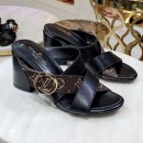 Louis Vuitton Horizon Calfskin Monogram LV Circle Heel Mule Sandals Black 2019 (1050-9061819 )