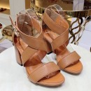 Louis Vuitton Horizon Calfskin Cross-Over Straps LV Circle Heel Sandals Apricot 2019 (1050-9061822 )