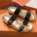 Louis Vuitton Bom Dia Monogram Leather Flat Sandals 1A4WJK Gold 2019 (HQG-9051612 )