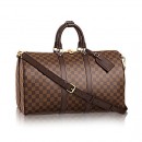 Louis Vuitton M41418 Keepall Bandouliere 45 Duffel Bag Damier Ebene Canvas