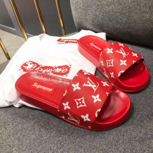 Louis Vuitton Monogram Canvas Supreme Mules Sandals Red 2017 (GD3014-7070753 )