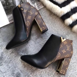 Louis Vuitton Calfskin & Monogram Canvas Upper East Low Boot (LG-8030107 )