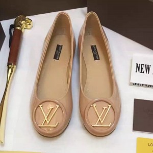 Louis Vuitton LV Logo Patent Calfskin Flat Ballerina Nude (GD2083-6102011 )