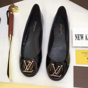 Louis Vuitton LV Logo Patent Calfskin Flat Ballerina Black (GD2083-6102012 )