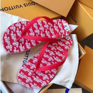 Louis Vuitton Men's Molitor Thong Sandals on Monogram Insock 1A45V3 Red 2019 (EM-9030928 )