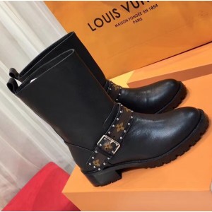 Louis Vuitton Grainy Calfskin Leather Discovery Half Boot 1A4GZ6 Black 2018 (GD1054-8081058 )