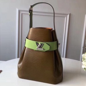 Louis Vuitton Two-tone Epi Leather Twist Bucket Bag Army Green/Viridis 2019 (XLJ-8070310 )
