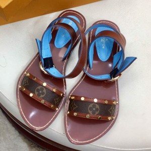 Louis Vuitton Flat Passenger Studs Front Strap Sandals Brown 2019 (1050-9051543 )