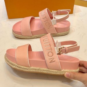 Louis Vuitton Fabric Slingback Flat Espadrilles Sandals Pink 2019 (1054-9051553 )