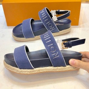 Louis Vuitton Fabric Slingback Flat Espadrilles Sandals Blue 2019 (1054-9051555 )