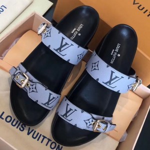 Louis Vuitton Bom Dia Monogram Canvas Flat Sandals Light Grey 1A4WJK 2019 (CSBL-9070443 )