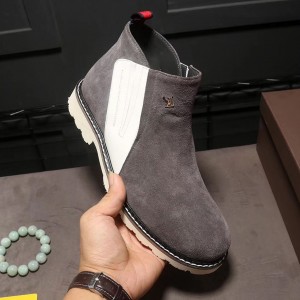Louis Vuitton Suede Boots For Men Gray (Shoe-7112405 )