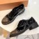 Louis Vuitton Studded Monogram/Patent Leather Socialite Flat Trichelieu 2018 (GD1054-8121538 )