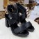 Louis Vuitton Horizon Calfskin Cross-Over Straps LV Circle Heel Sandals Black 2019 (1050-9061823 )