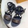 Louis Vuitton Flat Passenger Studs Cross Sandals 1A4VOW Black 2019 (1050-9051539 )